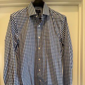 NWOT J.Crew Mens Blue & White Gingham Shirt size S